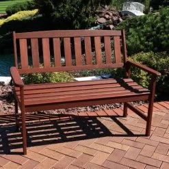 Sunnydaze Decor Sunnydaze Outdoor Meranti Wood With Teak Oil Finish Modern Rustic Wooden 2-Person Bench Seat - Brown