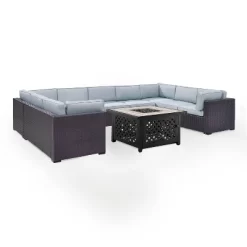 Biscayne 6pc Outdoor Wicker Sectional Set With Fire Table - Mist - Crosley 12 Biscayne 6pc Outdoor Wicker Sectional Set With Fire Table - Mist - Crosley -Outdoor Furniture Store GUEST a7636de9 f985 4553 887b ba149be59222