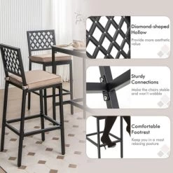 Costway Set Of 2 Outdoor Bar Height Dining Chairs Patio Metal Bar Stools With Cushion -Outdoor Furniture Store GUEST a765e26c e36f 4e4d 8400 ac3bfc0c0714