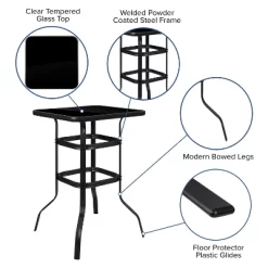 Emma And Oliver 3 Piece Outdoor Bar Height Set-Glass Patio Bar Table-All-Weather Barstools -Outdoor Furniture Store GUEST a7681836 038e 40a0 8593 444afb542f6e