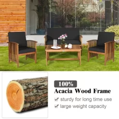 Tangkula 4PCS Patio Acacia Wood Sofa Set Conversation Couch Coffee Table With Cushions 15 Tangkula 4PCS Patio Acacia Wood Sofa Set Conversation Couch Coffee Table With Cushions -Outdoor Furniture Store GUEST a775cfb7 c4dd 4138 a1d4 0b8fa56d1637