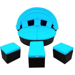6pc Wicker Round Outdoor Sectional Set With Cushions - Black/Blue - GODEER 37 6pc Wicker Round Outdoor Sectional Set With Cushions - Black/Blue - GODEER -Outdoor Furniture Store GUEST a77ce292 d5a8 43f7 baeb 6b767b1708f4