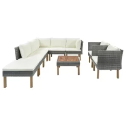9pc Wicker & Acacia Wood Patio Conversation Set With Cushions - Beige - GODEER 12 9pc Wicker & Acacia Wood Patio Conversation Set With Cushions - Beige - GODEER -Outdoor Furniture Store GUEST a81e4f8c e0ae 48f9 a0c1 b420bbe9edad