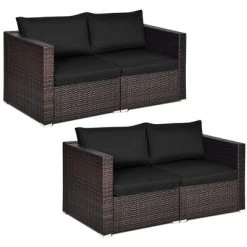 Costway 4PCS Patio Rattan Corner Sofa Sectional Furniture SetBlueBeigeNavy Cushion -Outdoor Furniture Store GUEST a833d072 45d8 4b6f a4cf 24d9e17a2f6b