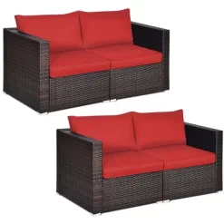 Costway 4PCS Patio Rattan Corner Sofa Sectional Furniture SetBlueBeigeNavy Cushion -Outdoor Furniture Store GUEST a86340fe 2770 4946 a50d 7338f9c445ef