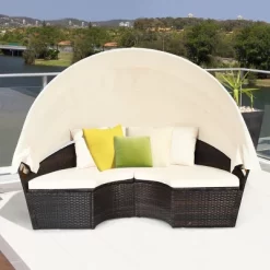 Costway Patio Rattan Daybed Cushioned Sofa Adjustable Table Top Canopy 3 Pillows -Outdoor Furniture Store GUEST a8a1c617 3cef 4787 bfb1 166186c8a3f7
