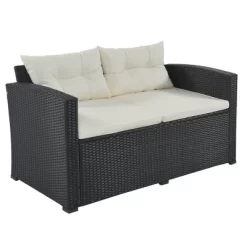 9pc Wicker Patio Sectional Seating Set With Cushions - Black/Beige - GODEER -Outdoor Furniture Store GUEST a8bad33e 2de1 4829 b698 93de2a59b391