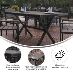 Flash Furniture Finch Commercial Grade X-Frame Outdoor Dining Table 59" X 35.5" With Faux Teak Poly Slats And Metal Frame -Outdoor Furniture Store GUEST a8f5b7b9 ec9d 45c2 aa62 b750d647803f