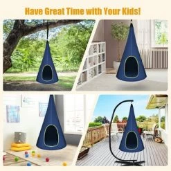 Costway 32'' Kids Nest Swing Chair Hanging Hammock Seat For Indoor Outdoor GreenBlue -Outdoor Furniture Store GUEST a92932e4 cc52 44bc be54 7518a05d7897