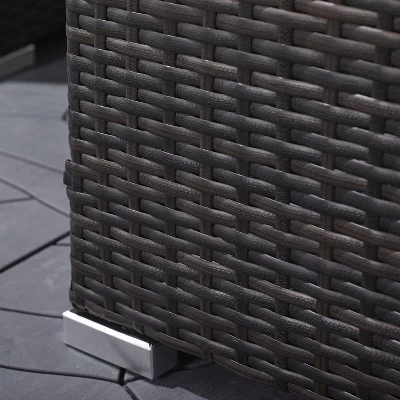 Venice 6pc Classic Outdoor Wicker Sectional Sofa With Seat And Back Cushion - Black - Vifah 7 Venice 6pc Classic Outdoor Wicker Sectional Sofa With Seat And Back Cushion - Black - Vifah - Image 5