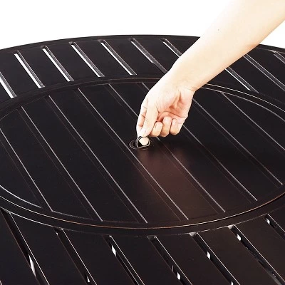 5pc Set With 44" Outdoor Aluminum Round Fire Table & 4 Deep Seating Swivel Rocking Chairs & Wind Blocker Lid - Oakland Living 8 5pc Set With 44" Outdoor Aluminum Round Fire Table & 4 Deep Seating Swivel Rocking Chairs & Wind Blocker Lid - Oakland Living - Image 6