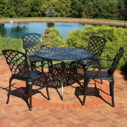 Sunnydaze Decor Sunnydaze Outdoor Crossweave Design Black Cast Aluminum Round Patio Dining Furniture Set With Table And Chairs, 5pc 11 Sunnydaze Decor Sunnydaze Outdoor Crossweave Design Black Cast Aluminum Round Patio Dining Furniture Set With Table And Chairs, 5pc -Outdoor Furniture Store GUEST a9b39b6e 7e15 4c1d 912f 97abeb16aa5c
