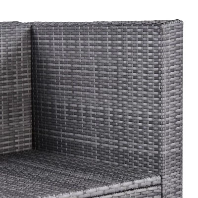 7pc Outdoor Set With Rattan Sofa & Cushions - Gray - GODEER 14 7pc Outdoor Set With Rattan Sofa & Cushions - Gray - GODEER - Image 12