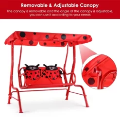 Costway Kids Patio Swing Chair Children Porch Bench Canopy 2 Person Yard Furniture Red -Outdoor Furniture Store GUEST a9d5d819 91a8 4696 a56c 166d39660c48
