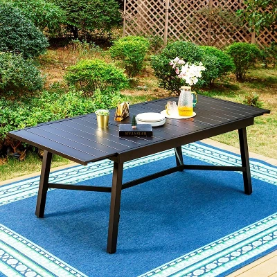 9pc Patio Set With Steel Expandable Table & Padded Sling C-Spring Arm Chairs - Captiva Designs 3 9pc Patio Set With Steel Expandable Table & Padded Sling C-Spring Arm Chairs - Captiva Designs