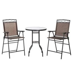 Outsunny 4 Piece Patio Bar Set For 2 With 6' Adjustable Tilt Umbrella, Outdoor Bistro Set With Folding Chairs & Glass Round Dining Table -Outdoor Furniture Store GUEST aa1995ad 0ff1 46e9 8a9e b44c1c8d9231