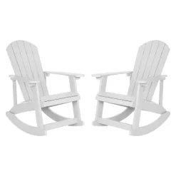 Emma And Oliver Set Of 2 Marcy Classic All-Weather Poly Resin Rocking Adirondack Chairs With Stainless Steel Hardware For Year Round Use -Outdoor Furniture Store GUEST aa529507 48a2 4bbd b910 532a0edb656c