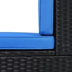 5pc Wicker Patio Sectional Seating Set With Cushions - Black/Blue - GODEER -Outdoor Furniture Store GUEST aa9c4f59 5a03 4a21 8c2f cda417ee770d