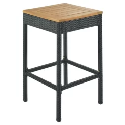 5-Piece Outdoor Patio Wicker Bar Set With Foldable Acacia Wood Top With 4 Stools And 1 Table,Brown - ModernLuxe -Outdoor Furniture Store GUEST aaa0896b ff41 4d8d 8370 a7a8fbba2d81