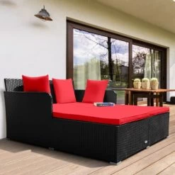 Tangkula Patio Rattan Daybed With 4 Pillows Cushioned Sofa For Outdoor -Outdoor Furniture Store GUEST ab02ff80 66f4 48cd bb3a 71b8df6cfce9