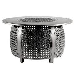 Oakland Living Aluminum Round 55000 BTUs Outdoor Patio Dining Table With Lid & Covers Gray