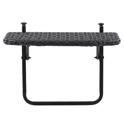 Parksville Rattan Foldable Balcony Table - Black - CorLiving 4 Parksville Rattan Foldable Balcony Table - Black - CorLiving - Image 2