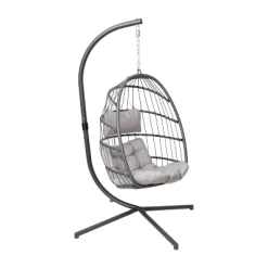 Emma And Oliver Awen Foldable Hanging Egg Chair With Woven Finish, Removable Cushions, And Included Stand For Indoor And Outdoor Use 30 Emma And Oliver Awen Foldable Hanging Egg Chair With Woven Finish, Removable Cushions, And Included Stand For Indoor And Outdoor Use -Outdoor Furniture Store GUEST abd5cc26 3e0e 4e76 8fd4 e78036ac6dc0