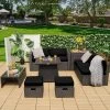 Costway 9PCS Patio Rattan Furniture Set Fire Pit Space-saving W/ Cushion Cover -Outdoor Furniture Store GUEST ac80c50e 506b 4eb6 aefc 9c23780ad6f1