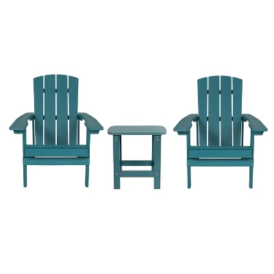 Emma And Oliver Three Piece Hammond Adirondack Style Conversation Set With Two Chairs And Matching Side Table For Indoor And Outdoor Use 18 Emma And Oliver Three Piece Hammond Adirondack Style Conversation Set With Two Chairs And Matching Side Table For Indoor And Outdoor Use - Image 16