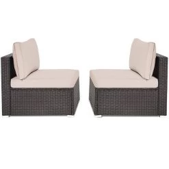 Costway 2PCS Patio Rattan Armless Sofa Sectional Conversation Furniture Set W/Cushion -Outdoor Furniture Store GUEST ad0af168 9385 4438 ba73 89f22b85160b