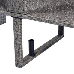2pc Outdoor Wicker Conversation Sectional Set With Cushions & Half-Moon Side Table For Umbrella - Gray - GODEER -Outdoor Furniture Store GUEST ad94219a fa1f 4b98 a44e c28f281566f7