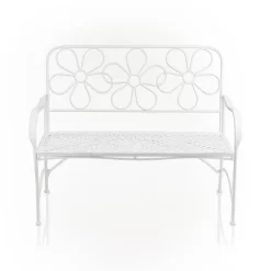 36" X 45" Daisy Metal Garden Bench White - Alpine Corporation