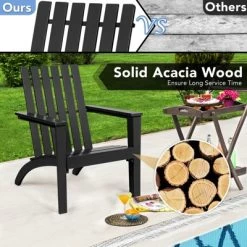 Tangkula 3PCS Patio Adirondack Chair Side Table Set Solid Wood Garden Deck Bistro Set Classic Furniture -Outdoor Furniture Store GUEST ae243871 cc68 48b7 8108 b6d41f041e29