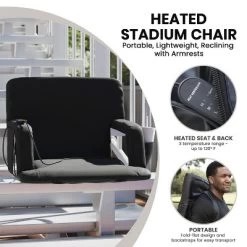 Flash Furniture Extra Wide Foldable Reclining Heated Stadium Chair With Backpack Straps - Black -Outdoor Furniture Store GUEST ae85ff23 5076 4227 8de6 c24f0b036eaa 1