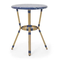 Paul 3pc Outdoor Aluminum French Bistro Set - Dark Teal/White/Bamboo - Christopher Knight Home -Outdoor Furniture Store GUEST af6eafba d09a 4006 af2d 5ee098911923