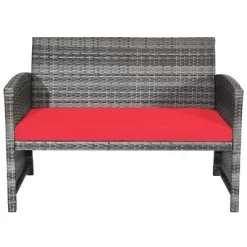 Costway 4PCS Patio Rattan Furniture Set Conversation Glass Table Top Cushioned TurquoiseRed -Outdoor Furniture Store GUEST b04d42d3 023c 49aa ad4f 0b6c93e3ead9