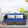 Costway 4PCS Patio Rattan Corner Sofa Sectional Furniture Set Navy Cushion -Outdoor Furniture Store GUEST b05ba422 f9e8 4b07 b3b1 995d9aec5fb4 1
