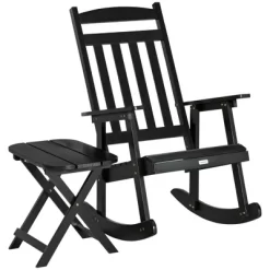 Outsunny Wooden Rocking Chair Set, 2-Piece Outdoor Porch Rocker With Foldable Table For Patio, Backyard And Garden -Outdoor Furniture Store GUEST b07a3b5c 0704 422c bf3b d80cf4901497