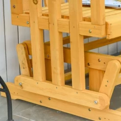 Outsunny Wooden Patio Glider Bench, Wood Outdoor Loveseat With High Back And Armrests, 2-Seat -Outdoor Furniture Store GUEST b0f58a73 a400 46ca 934a 038146e7179a