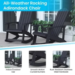 Flash Furniture Set Of 4 Savannah All-Weather Poly Resin Wood Adirondack Rocking Chairs With Side Table -Outdoor Furniture Store GUEST b10ac1ca 72e0 4a41 9181 c98bfe18817a