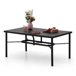 7pc Outdoor Dining Set With 6 Chairs With Seat & Back Cushions & Metal Rectangle Table With Umbrella Hole - Captiva Designs -Outdoor Furniture Store GUEST b140e780 5556 4171 b098 1213f5abbf3d 1