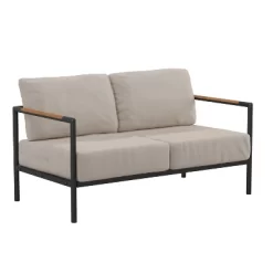 Emma And Oliver Aluminum Frame Loveseat With Teak Arm Accents And Plush Cushions 23 Emma And Oliver Aluminum Frame Loveseat With Teak Arm Accents And Plush Cushions -Outdoor Furniture Store GUEST b18b9f9f ebbf 467e 9399 5edd00af71e7