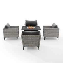 Richland 5pc Outdoor Wicker Conversation Set With Fire Table - Crosley -Outdoor Furniture Store GUEST b1c483d7 eaae 4b4a abec 7b3f172574b4