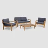 Santa Ana 4pc Acacia Wood Chat Set - Teak/Dark Gray - Christopher Knight Home -Outdoor Furniture Store GUEST b1ca7ea0 1d38 4e83 ac33 5fd425c80305