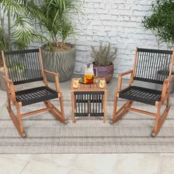 Costway 3pcs Patio Acacia Wood Bistro Table Rocking Chair Set All-Weather Rope Outdoor 13 Costway 3pcs Patio Acacia Wood Bistro Table Rocking Chair Set All-Weather Rope Outdoor -Outdoor Furniture Store GUEST b1f61467 5fe2 4ff4 ab96 3245def4281b