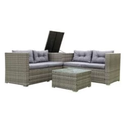 4pc Wicker Patio Seating Set With Cushions - Gray - GODEER -Outdoor Furniture Store GUEST b22dd108 745d 4f06 9b55 e27a34ee4b58
