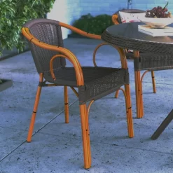 Merrick Lane Esna Series Stacking Rattan Patio Chair With Bamboo Look Aluminum Frame And Integrated Arms 16 Merrick Lane Esna Series Stacking Rattan Patio Chair With Bamboo Look Aluminum Frame And Integrated Arms -Outdoor Furniture Store GUEST b26e1b64 f112 4df2 ab4d 7871f67d0261