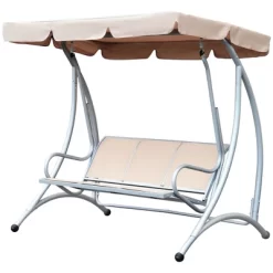 Outsunny 3 Person Patio Swing Seats, Porch Swing With Stand And Adjustable Canopy Outdoor Swing Chair Bench For Garden, Poolside -Outdoor Furniture Store GUEST b27e39bf d379 4c76 b522 3c5128d9dbc4