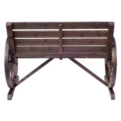 Outsunny Wooden Wagon Wheel Bench Rustic Outdoor Patio Furniture, 2-Person Seat Bench With Backrest -Outdoor Furniture Store GUEST b2a3a939 9d33 44f4 9d09 da694bfe5ee7