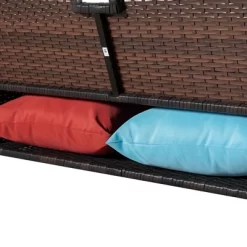 4pc Wicker Patio Sectional Seating Set With Cushions - Brown/Blue - GODEER -Outdoor Furniture Store GUEST b2fe6274 be22 472f 85cd 5a45903c7b3a